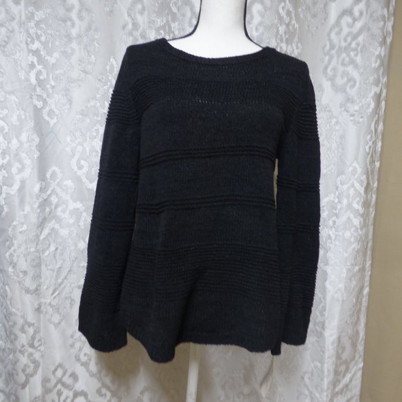 Style & Co. Sweaters - Style & Co Textured-Stripe Pullover Sweater Black